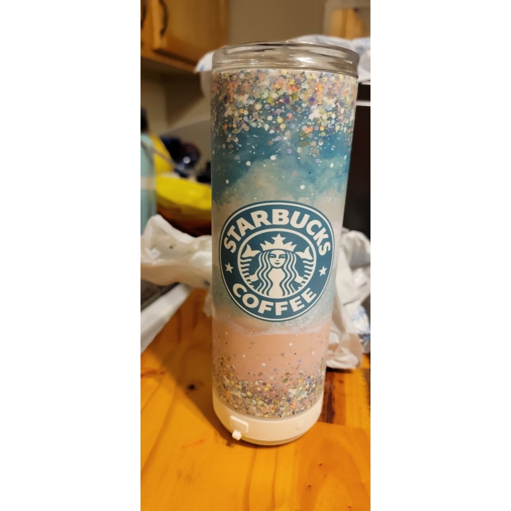 HOGG 20oz Starbucks Beach Glitter Tumbler with Built-in Bluetooth Speaker Base - Picture 8 of 13